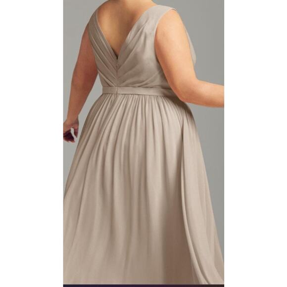 AW BRIDAL 18 2X plus taupe Gwyneth wedding party bridesmaid maxi dress NEW b142 - Picture 2 of 10